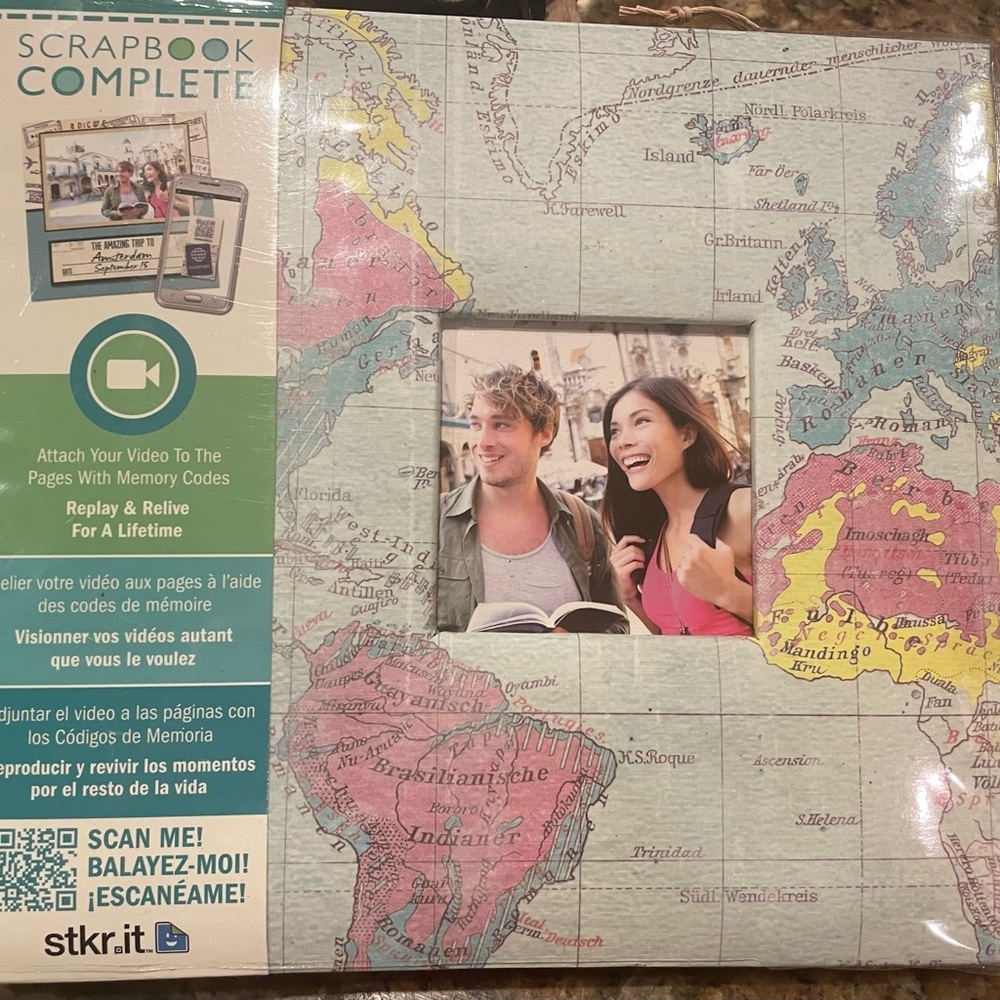 NEW Tapestry Travel Themed 8x8 Photo Album Scrapbook Memory Gift Kit